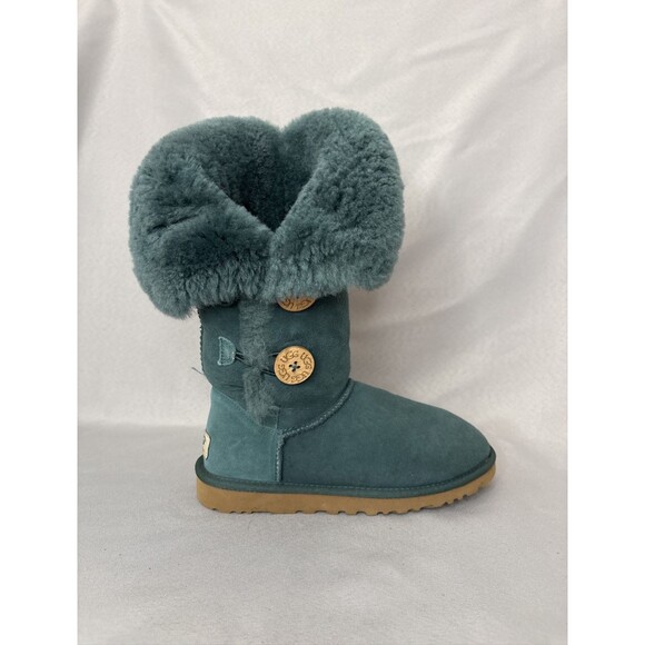 Womens UGG Boots Bailey Button Tall Triplet Teal Suede Boho Festival Rare Color6 - Picture 11 of 16